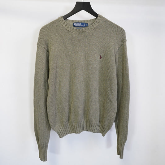 (S) Vintage Polo Ralph Lauren Heavy Knit Crewneck Sweater Men's S Military Green