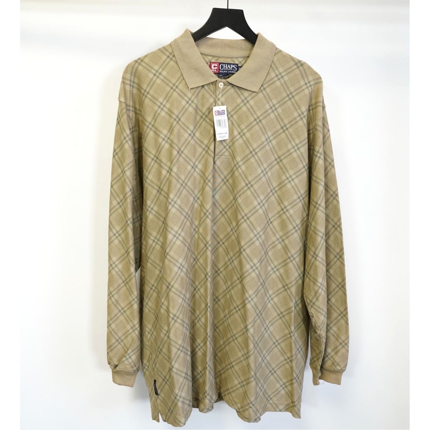(XL) Vintage Chaps Ralph Lauren Supper Club Argyle Polo Shirt Men's XL Tan New w/Tag