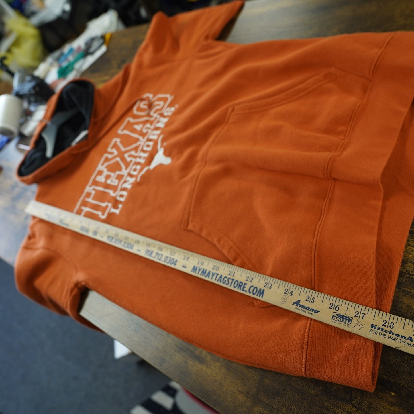 (M) Vintage Texas Longhorns Embroidered Pro Edge Hoodie Men's M Burnt Orange UT