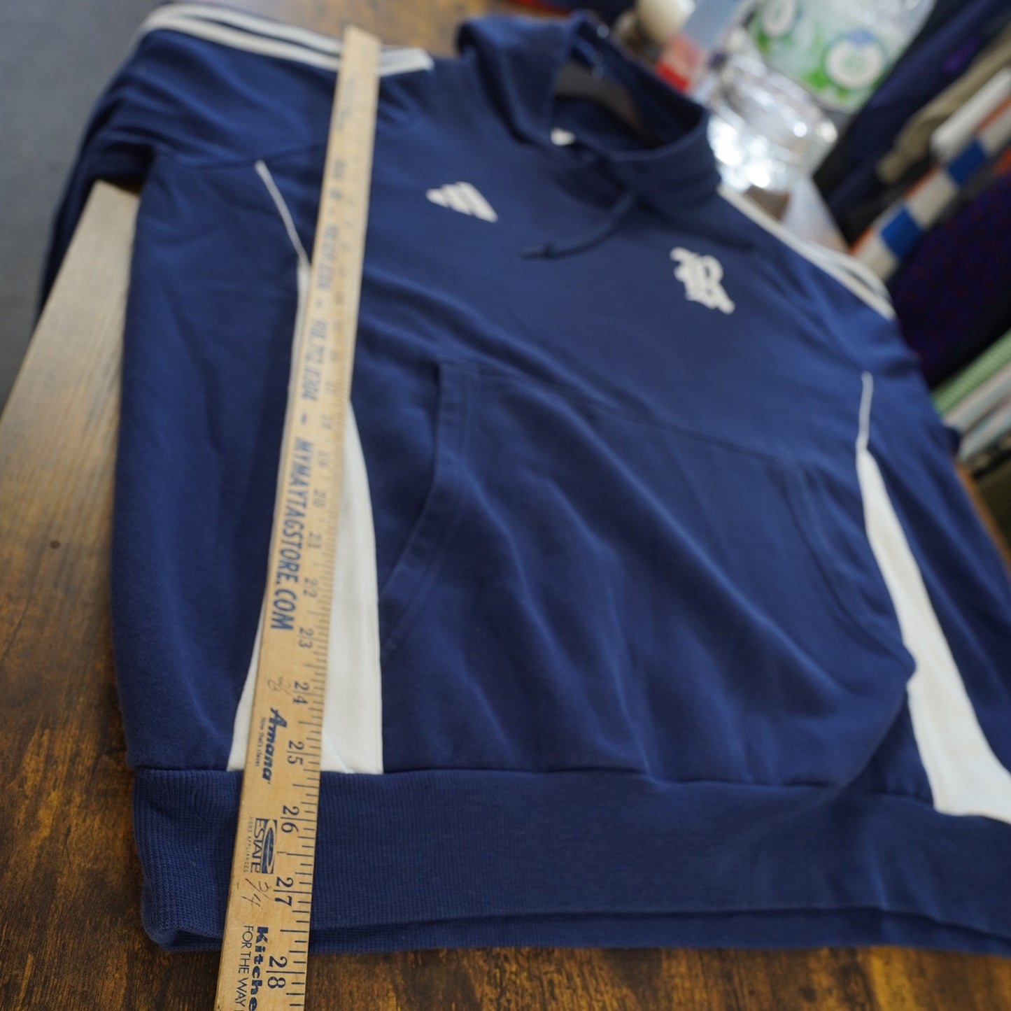 (L) Rice University Owls Adidas Striped Hoodie Men's L Navy Blue White Pullover
