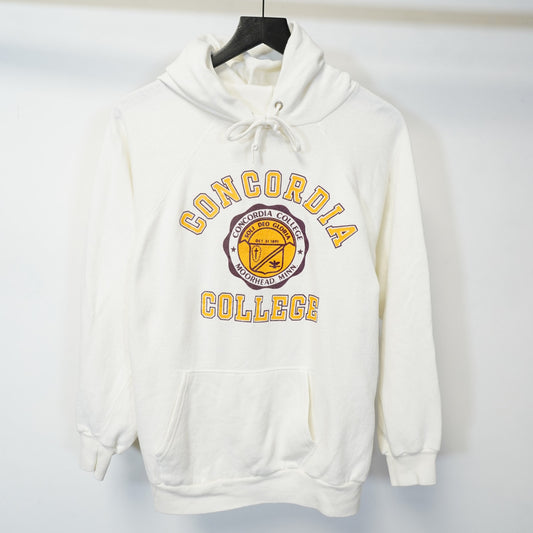 (L) True Vintage 80s Concordia College Moorhead Champion Hoodie Men's L White Retro