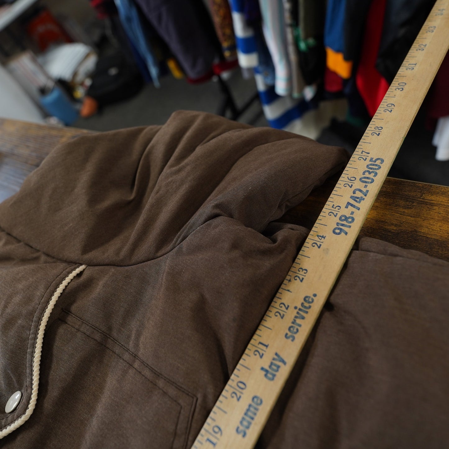 (XL) Vintage 70s Supreme Western Puffer Jacket Men's XL Cowboy Ranch Coat Brown