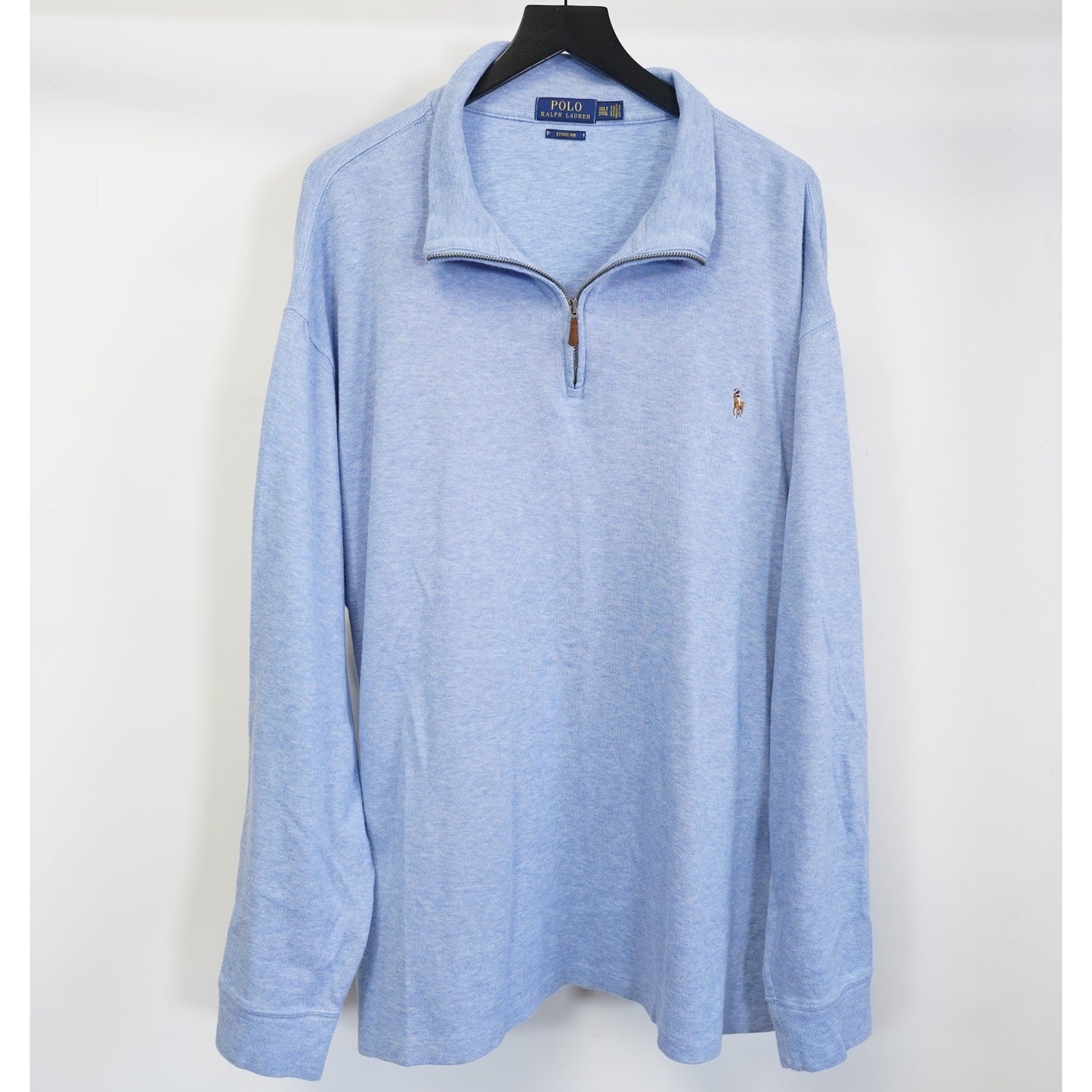 (3XLT) Polo Ralph Lauren Estate Rib Size 3XLT Light Blue 1/4 Zip Pullover Sweater