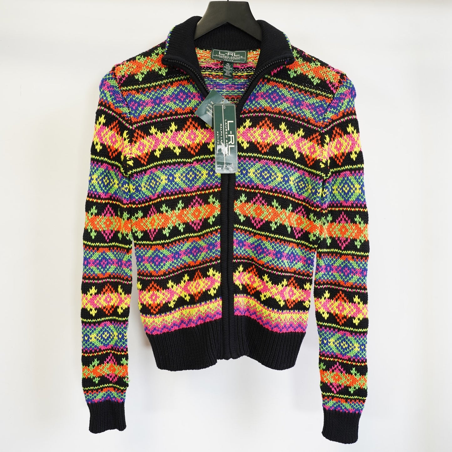 (Women's PS) Lauren Ralph Lauren Active Neon Knit Full Zip Cardigan Sweater Women's PS New