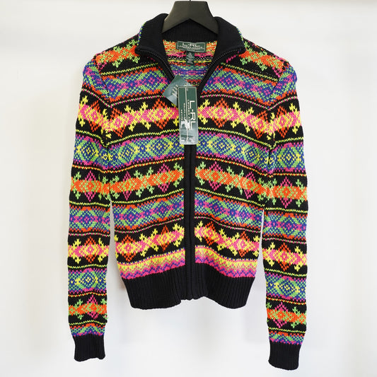 (Women's PS) Lauren Ralph Lauren Active Neon Knit Full Zip Cardigan Sweater Women's PS New