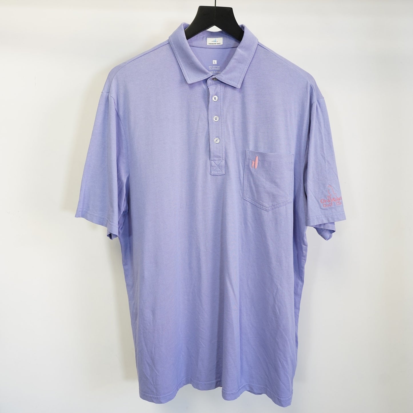(L) Johnnie-O Hangin' Out Men's Size L Large Golf Club Polo Shirt Lavender Pink