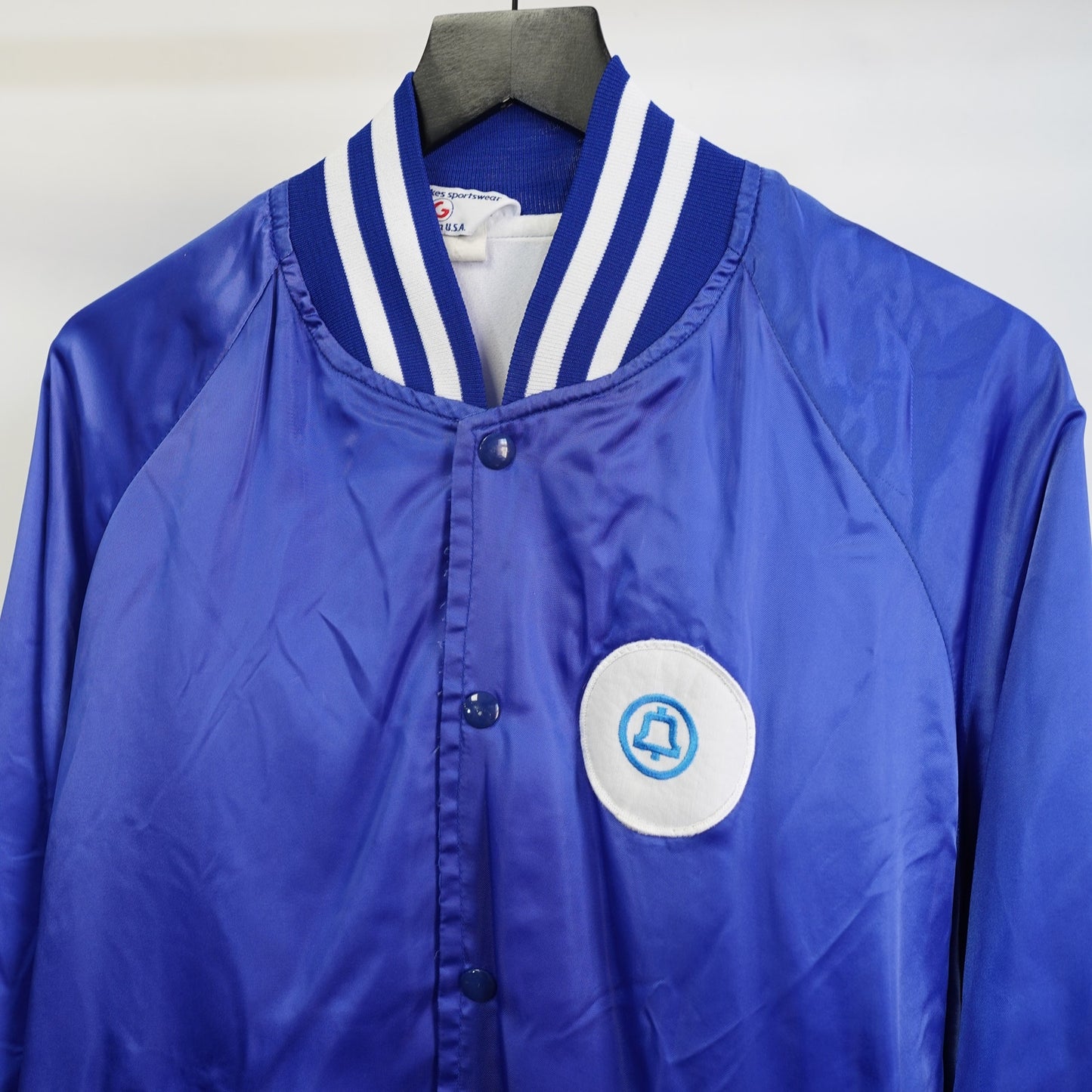 (XL) True Vintage Southwestern Bell Satin Bomber Jacket Men's XL Blue AT&T