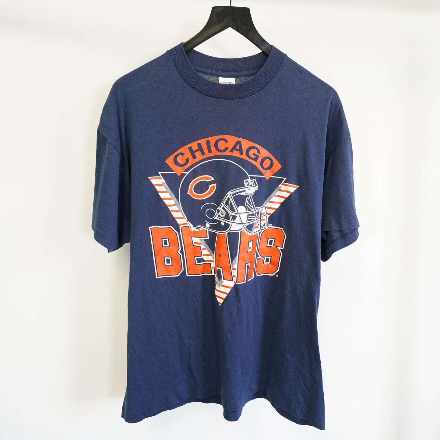 (XL) Vintage Chicago Bears 90s Trench NFL T-Shirt Men's XL Navy Blue Single Stitch