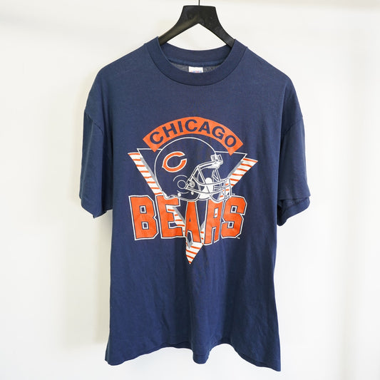 (XL) Vintage Chicago Bears 90s Trench NFL T-Shirt Men's XL Navy Blue Single Stitch