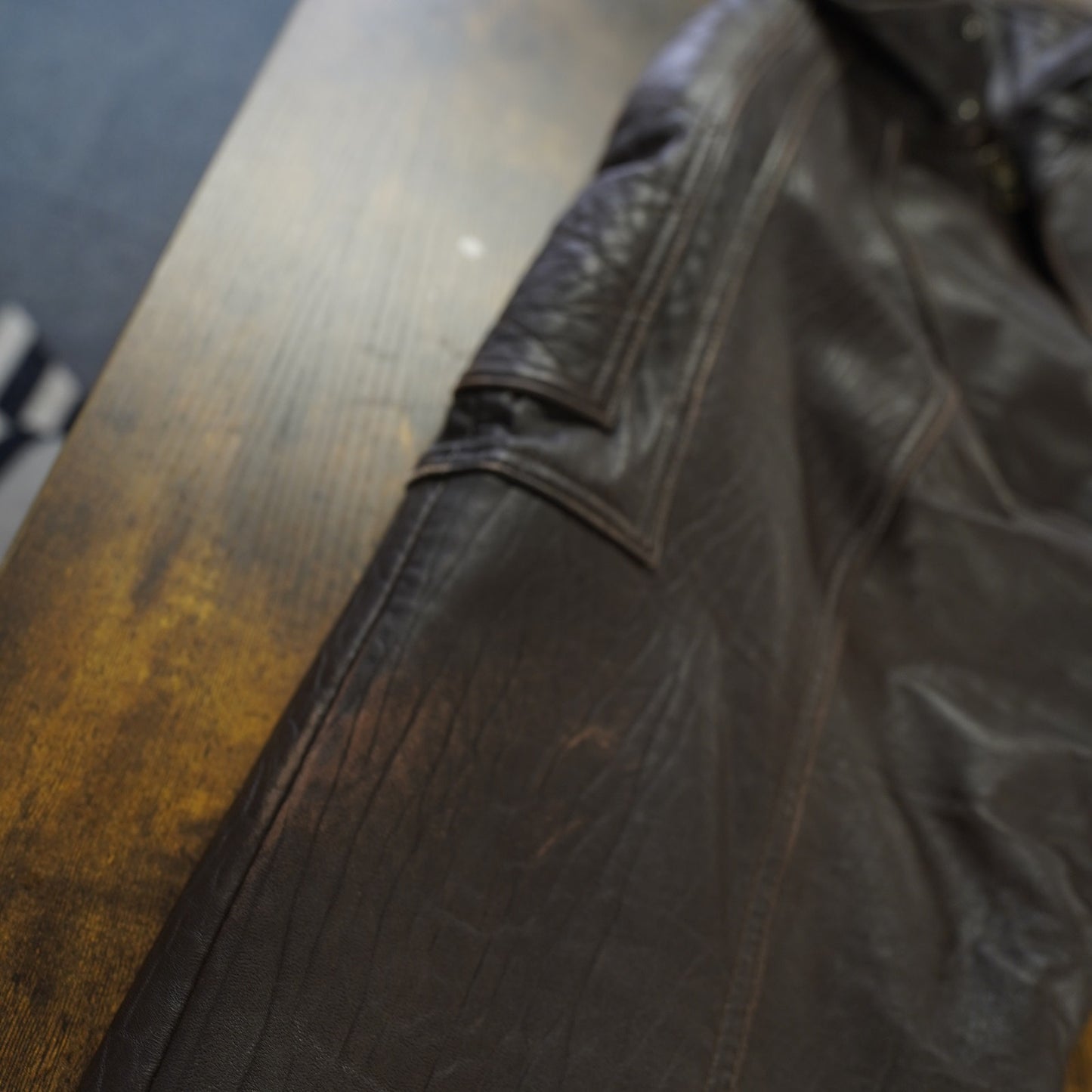 (L) Vintage IOU Leather Bomber Flight Jacket Men's L Brown 90s Aviator Retro