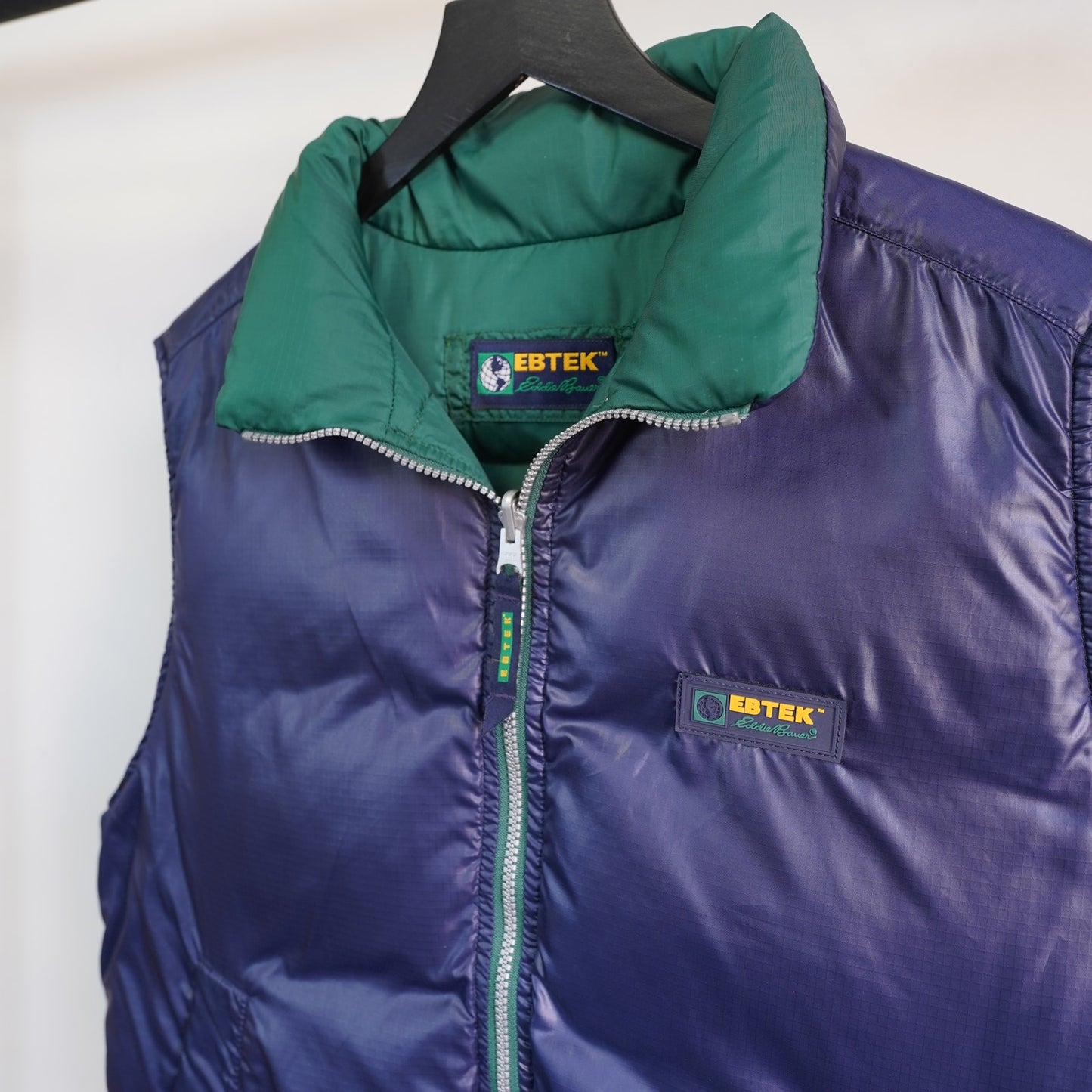 (S/M) Vintage Eddie Bauer Ebtek Reversible 90s Down Puffer Vest Men's S-M Green Blue