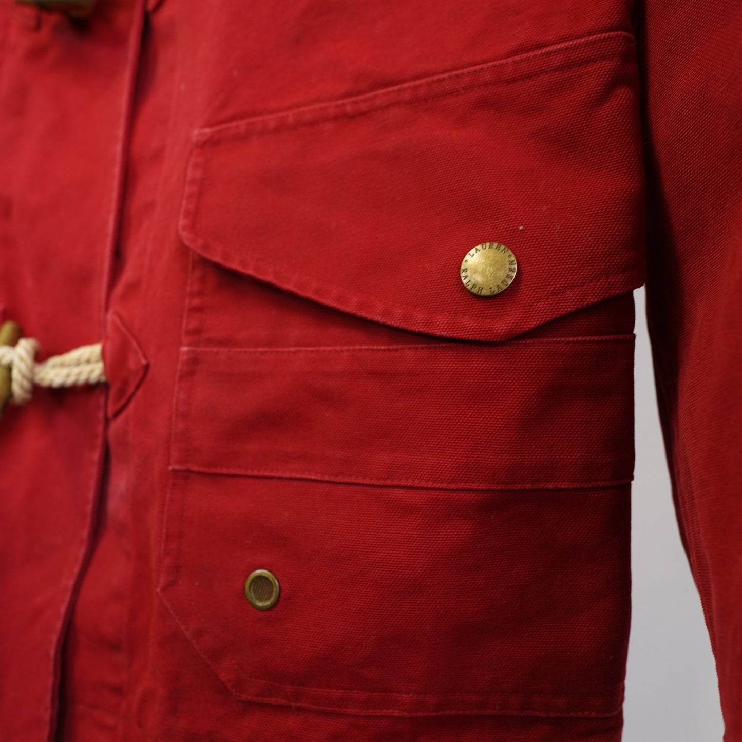 (Women's S) Lauren Ralph Lauren Canvas Fireman's Peacoat Jacket Red Preppy