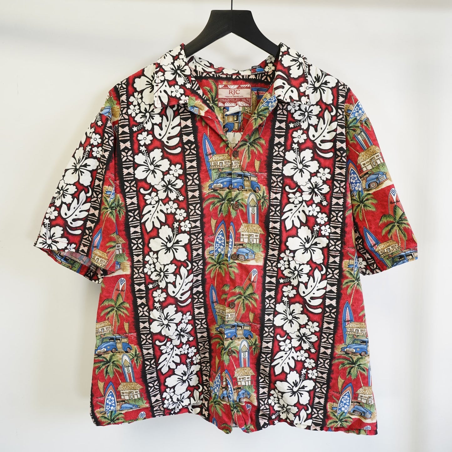 (XXL) Vintage 90's RJC Hawaiian Shirt Men's 2XL Floral Tropical Surf XXL Red