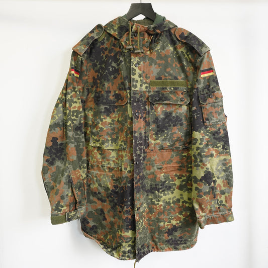 (L) German Bundeswehr Flecktarn Camo Field Parka Hooded Military Jacket Men's L 1997