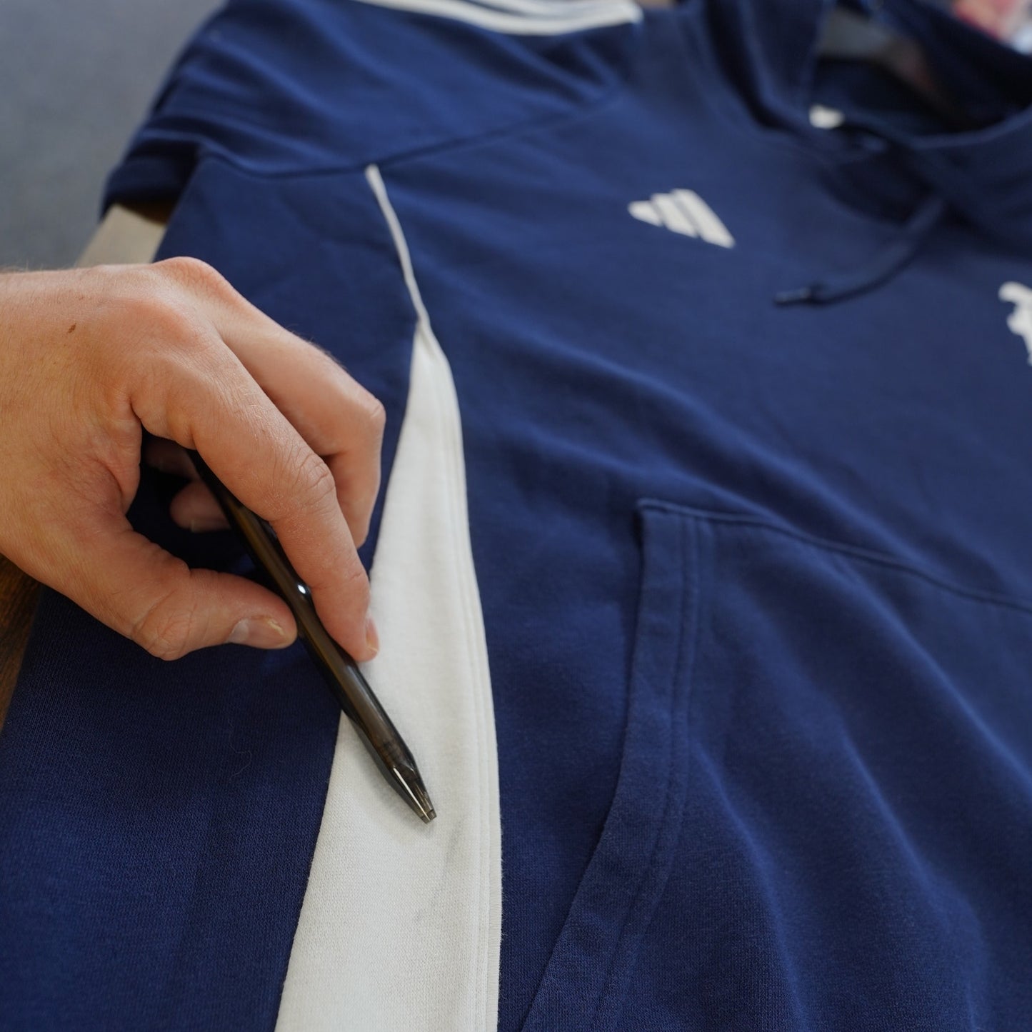 (L) Rice University Owls Adidas Striped Hoodie Men's L Navy Blue White Pullover