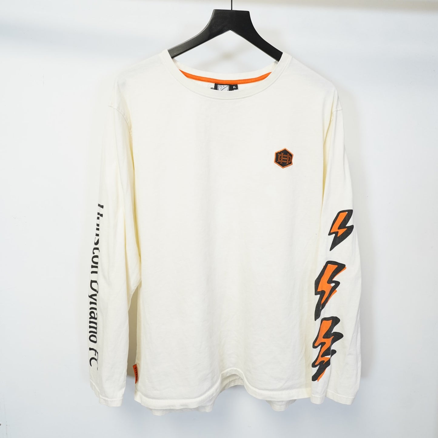 (XL) Houston Dynamo FC Soccer Local Long Sleeve T-Shirt Men's XL Cream Lightning
