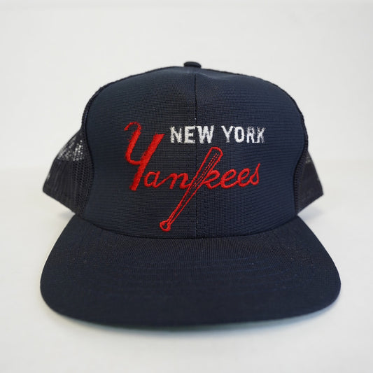 Vintage New York Yankees Trucker Snapback Hat 1980s Blue Annco MLB Ny