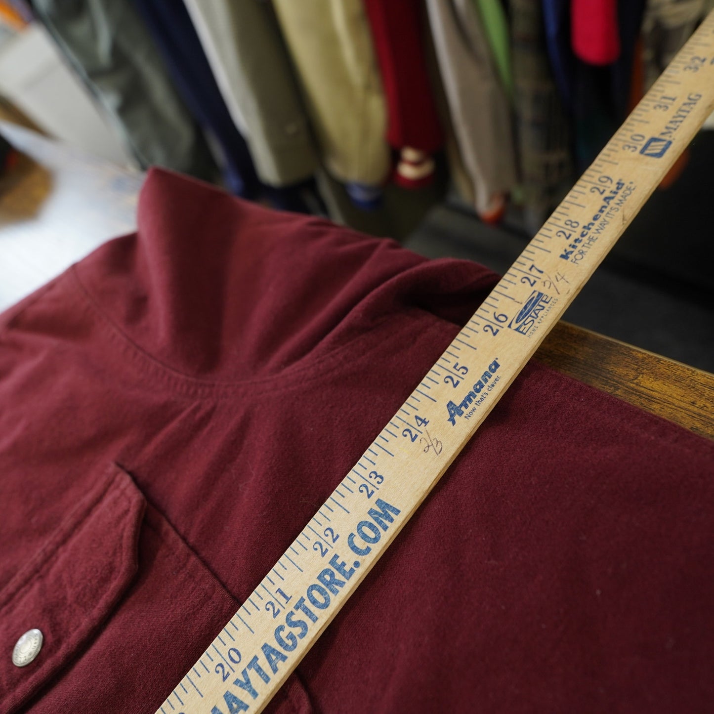 (L) L.L. Bean Chamois Cloth Chore Jacket Men's L Button Up Maroon Insulated Utility