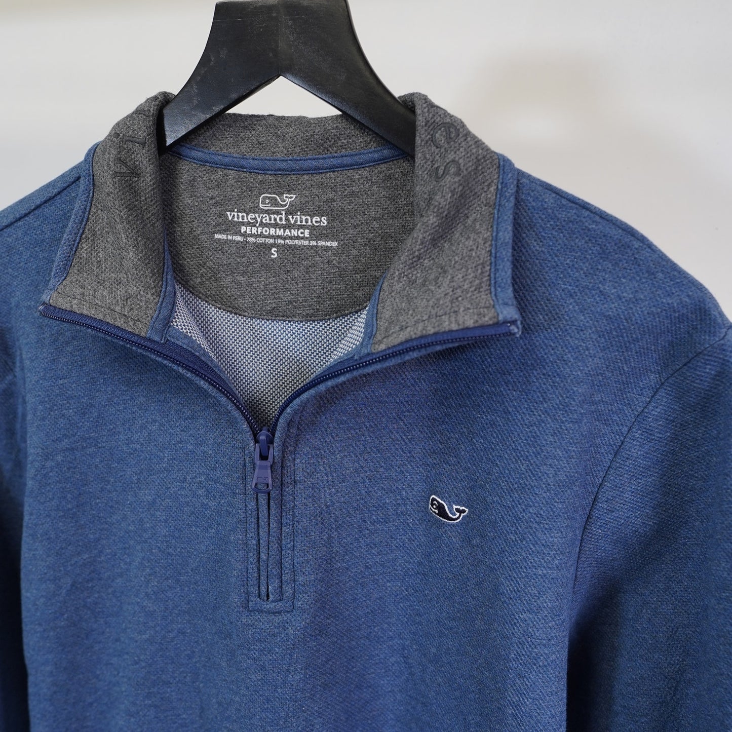 (S) Vineyard Vines Men's Saltwater 1/4 Zip Pullover Sweater Men's S Blue Cotton Blend