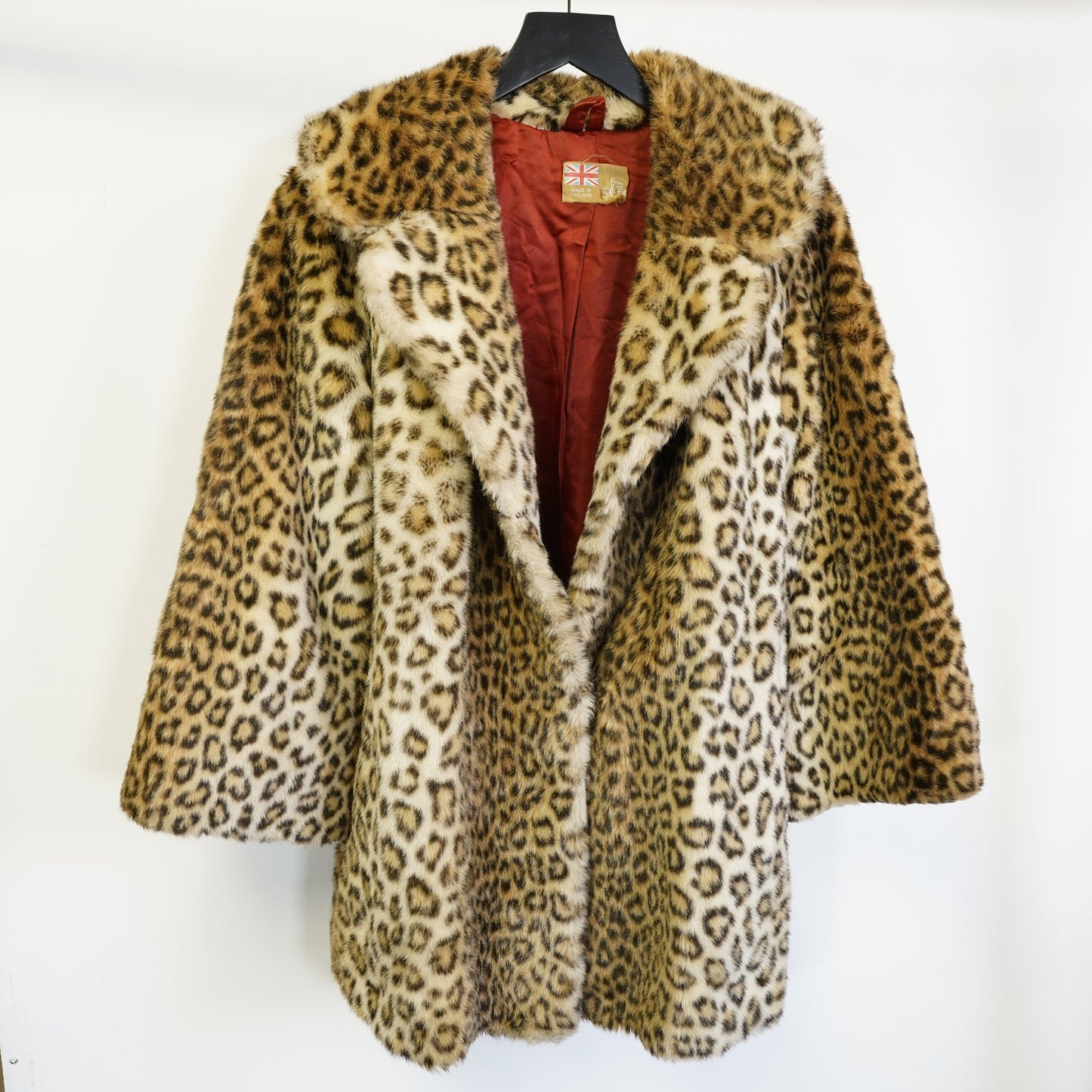 (Women's L/XL) Vintage Cheetah Print Faux Fur Coat Tissavel Women's L/XL Jaguar Mob Wife Glam