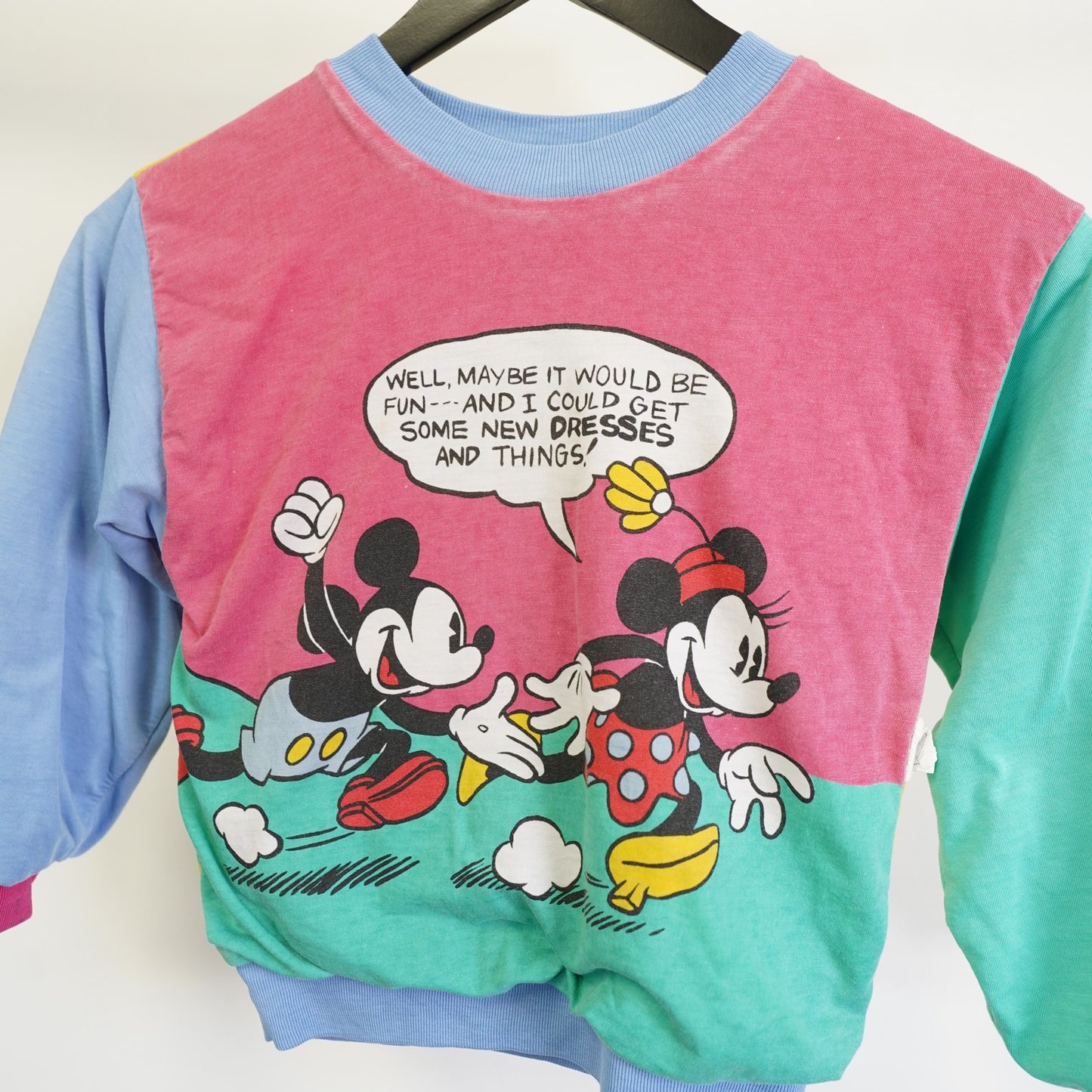 (Kids 4T) Vintage Mickey Mouse Reversible Disney Sweatshirt Kids 4T 90s Cartoon Pastel