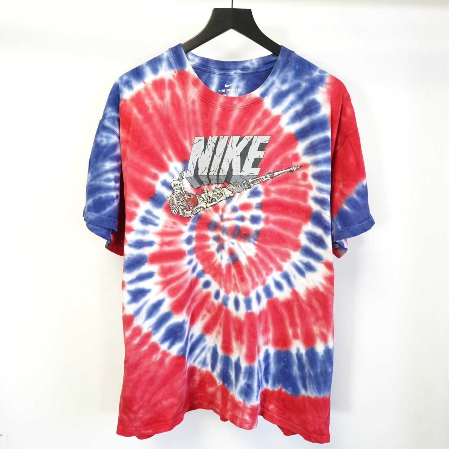 (XL) Nike Exploration Series Tie Dye Skeleton T-Shirt Men’s XL Red Blue Y2K Skate