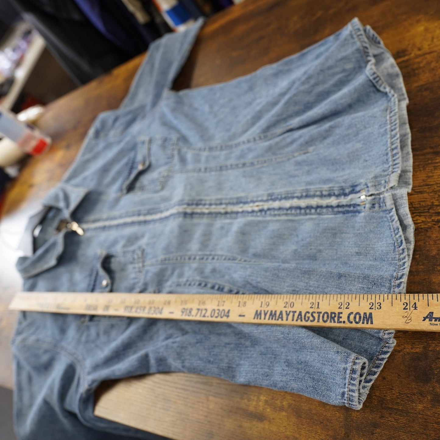 (Women's L) Vintage American Eagle Outfitters 90s Blue Denim Jacket Women's L Y2K Full Zip