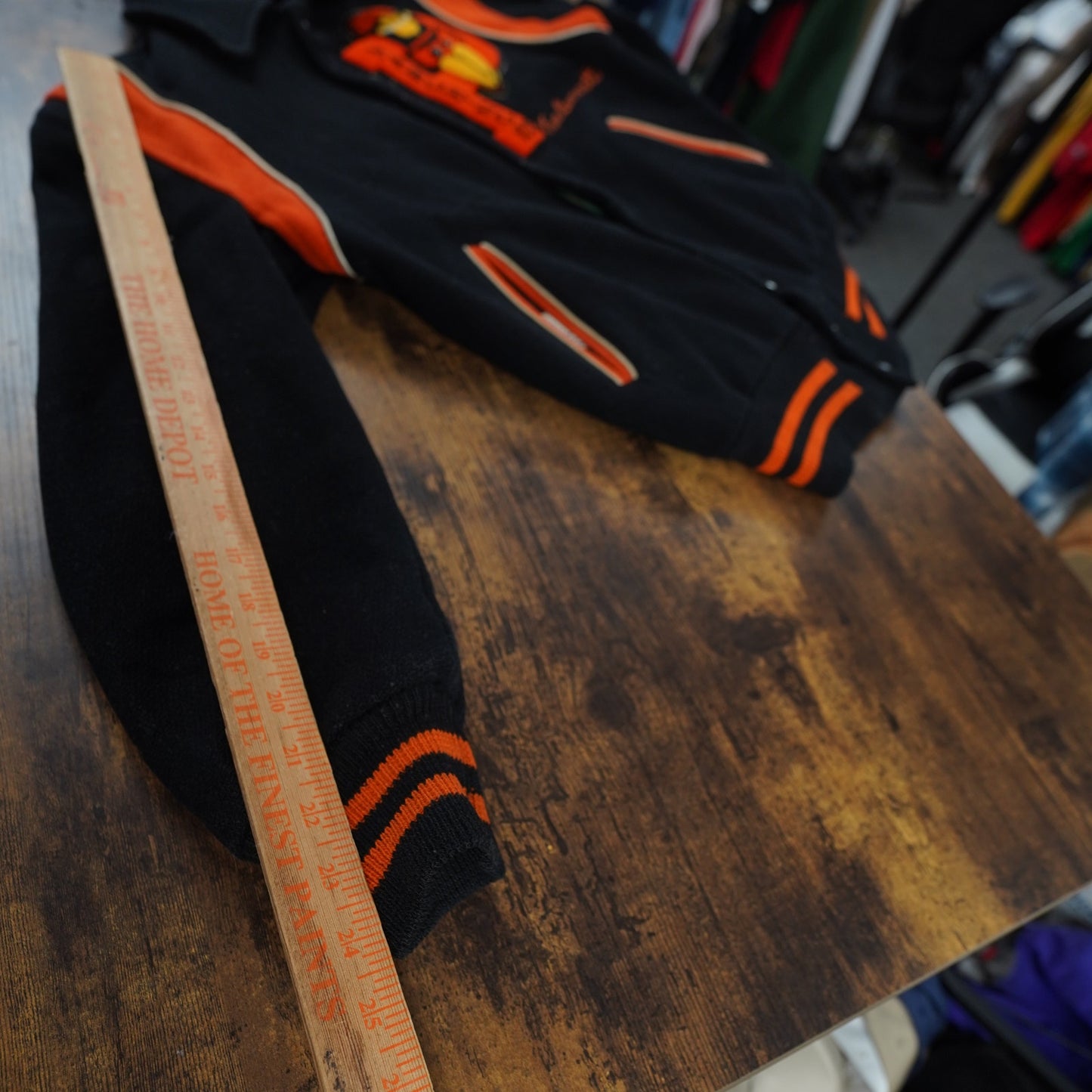 (S) True Vintage 50s Letterman Chain Stitched Varsity Jacket Sz 38-40 Men's S Black