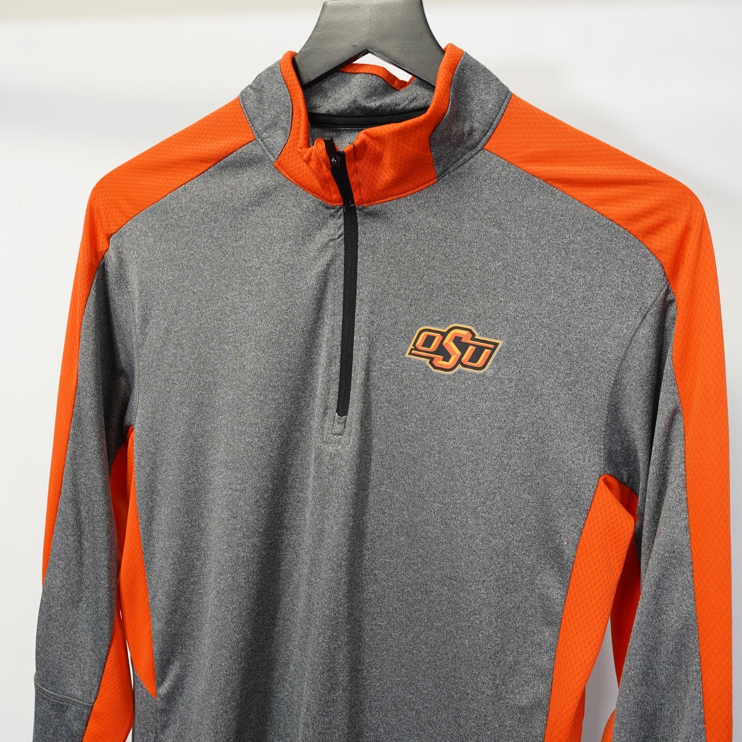 (M) Oklahoma State Cowboys 1/4 Zip Performance Pullover Mens M Gray Orange Colusseum