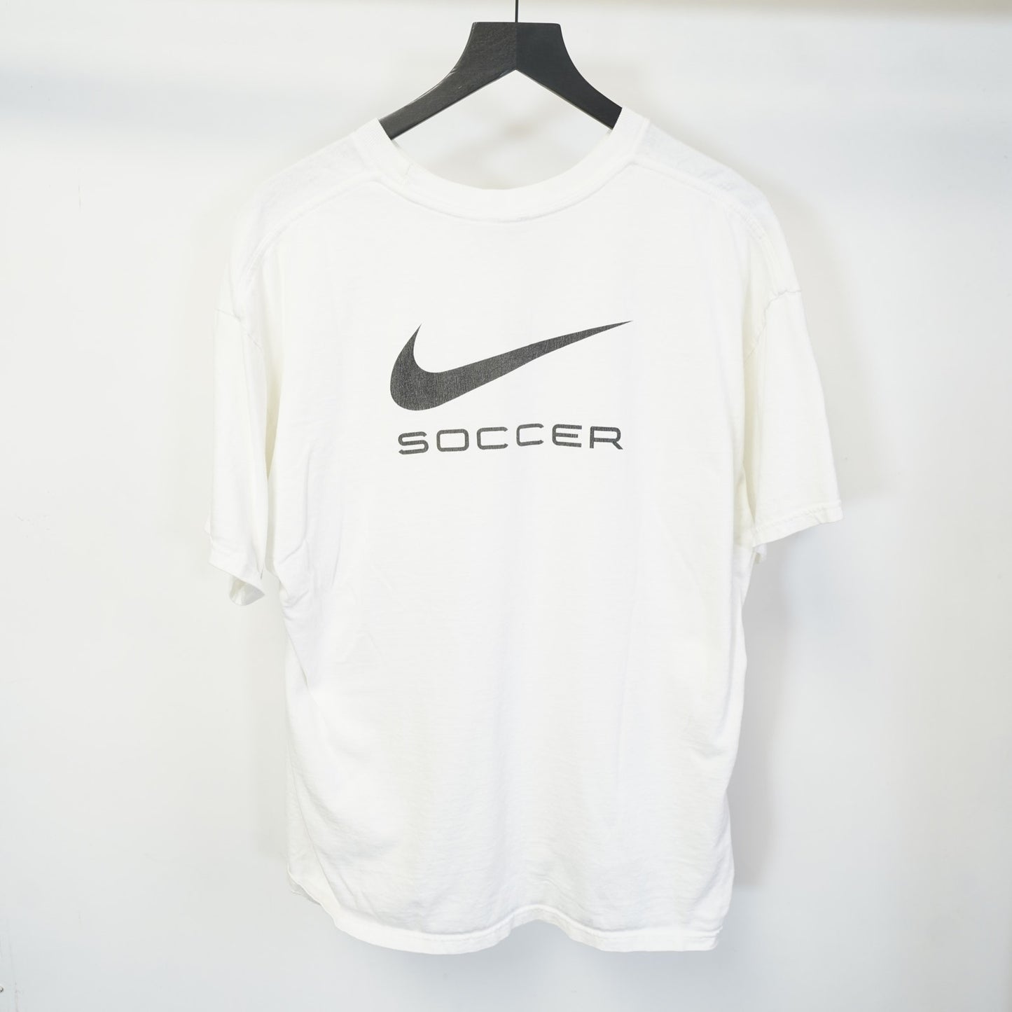(XL) Vintage Team Nike Soccer 2000s Big Swoosh Check T-Shirt Men's XL White Futbol