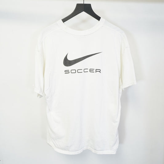 (XL) Vintage Team Nike Soccer 2000s Big Swoosh Check T-Shirt Men's XL White Futbol