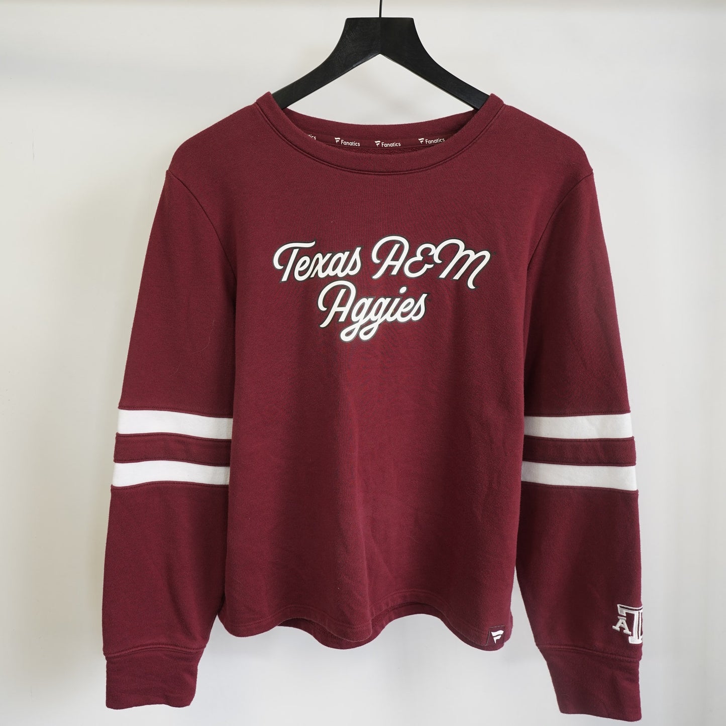 (Women's L) Texas A&M Aggies Fanatics Crewneck Sweatshirt Women's L Maroon ATM Football