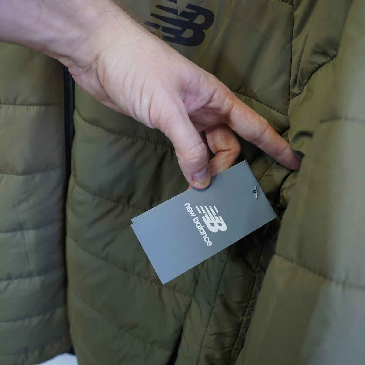 (L) New Balance Hooded Puffer Tech Jacket New w/Tags Olive Green Full Zip