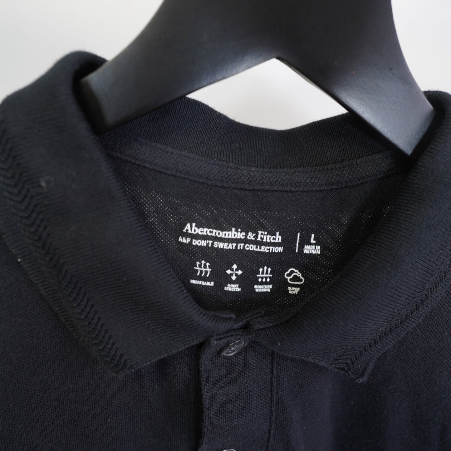 (L) Abercrombie & Fitch Black Polo Shirt Men's L Embroidered Moose Preppy Casual Y2K