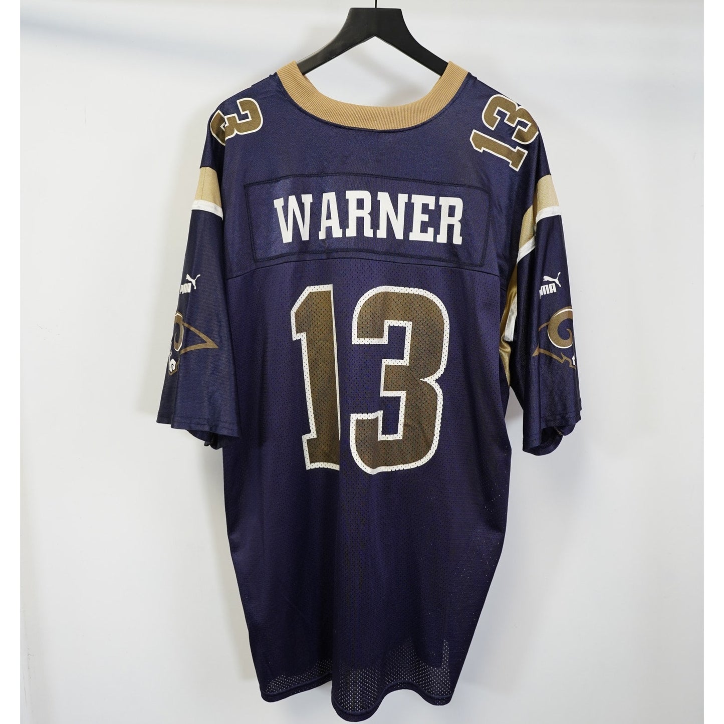 (XXL) Vintage St. Louis Rams Puma Kurt Warner Football Jersey Blue Y2K 2000s