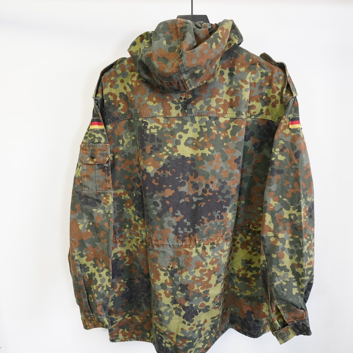 Vintage German Bundeswehr Flecktarn Camo Military Parka Jacket Mens XL Tall Hood