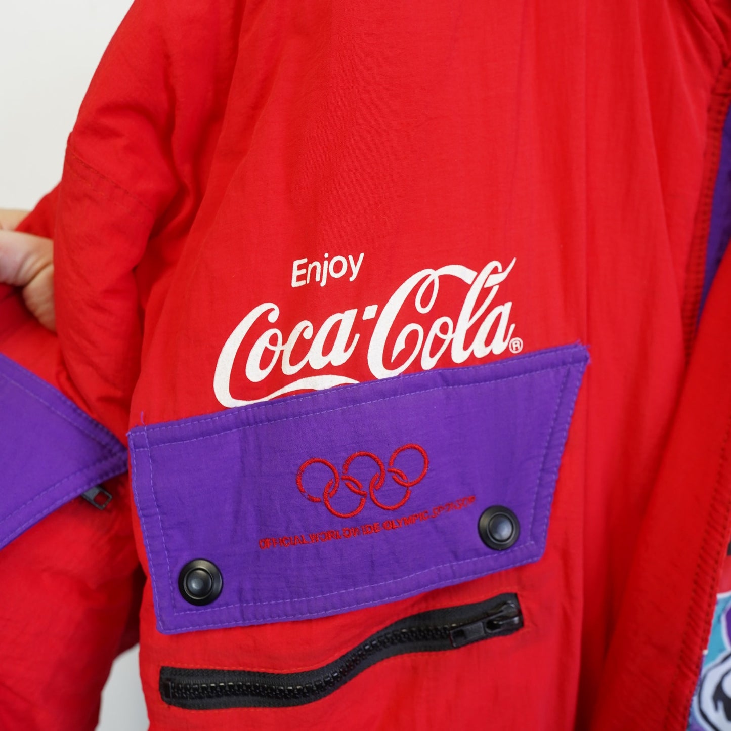 (L) Vintage 1992 Coca-Cola Albertville Winter Olympics Puffer Ski Jacket Men's L Red