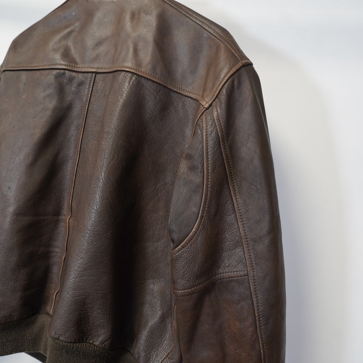 (XL) Vintage John Ashford 100% Leather Bomber Aviator Jacket Men's XL Brown 90s