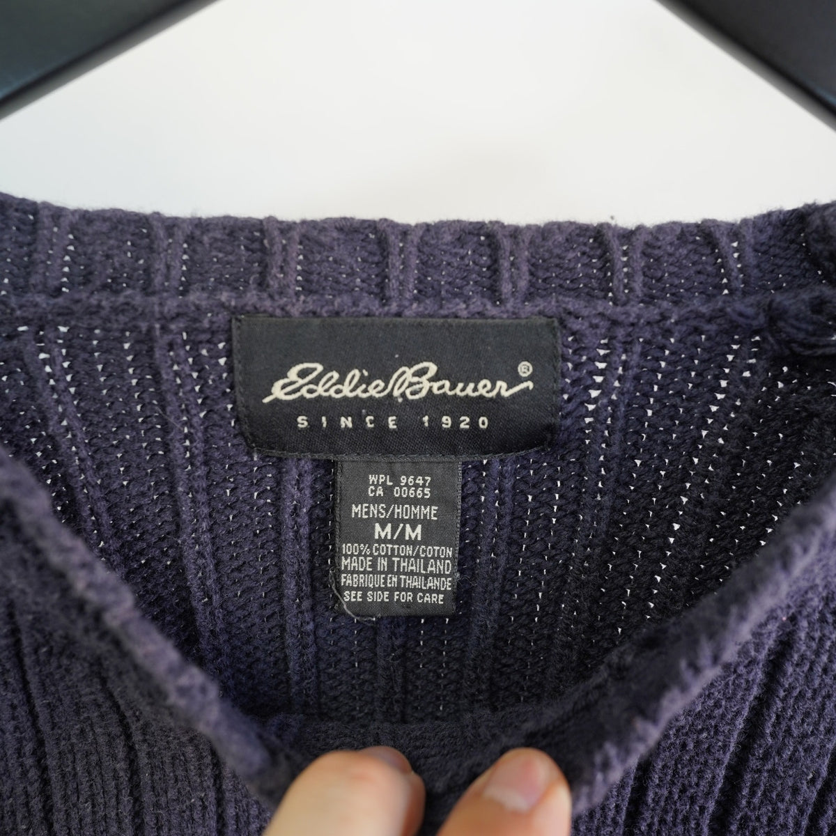 (M) Vintage Eddie Bauer Utility Y2K Striped Knit Sweater Mens M Navy Blue Gray 2000