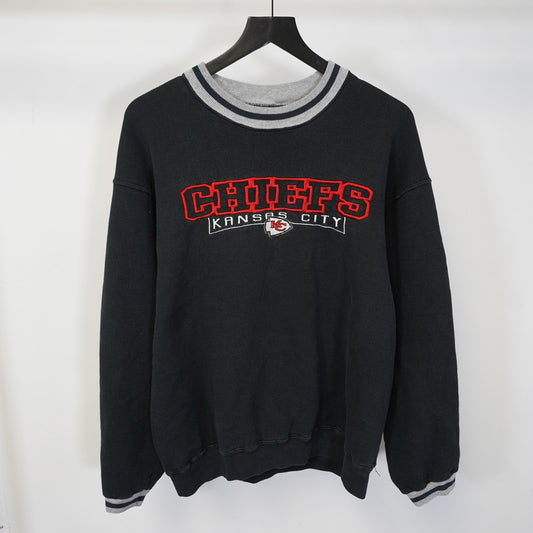 (L) Vintage Kansas City Chiefs Sewn Pro Player Sweatshirt Men's L Black Crewneck 90s