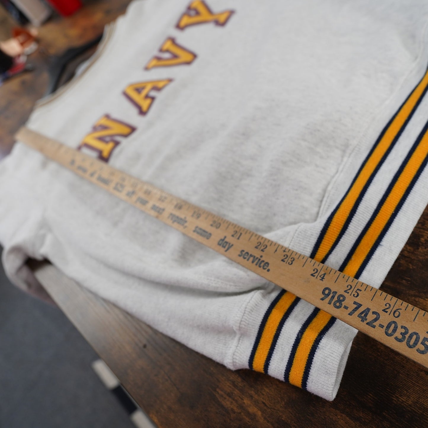 Vintage 1980s US Navy Embroidered Reverse Weave Sweatshirt Men's L Gray Retro