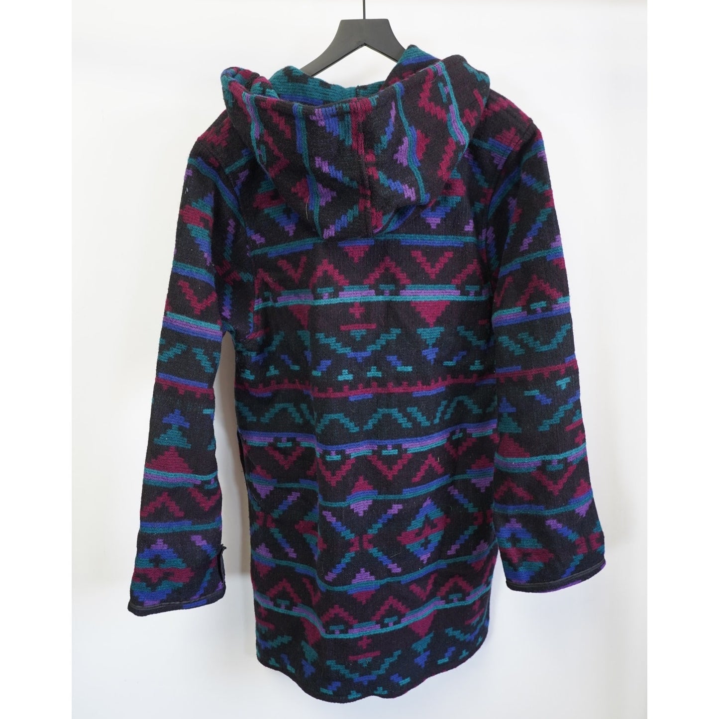 (Women's XL) Vintage Woolrich Southwestern Aztec Heavy Wool Knit Trench Coat Women's L/XL