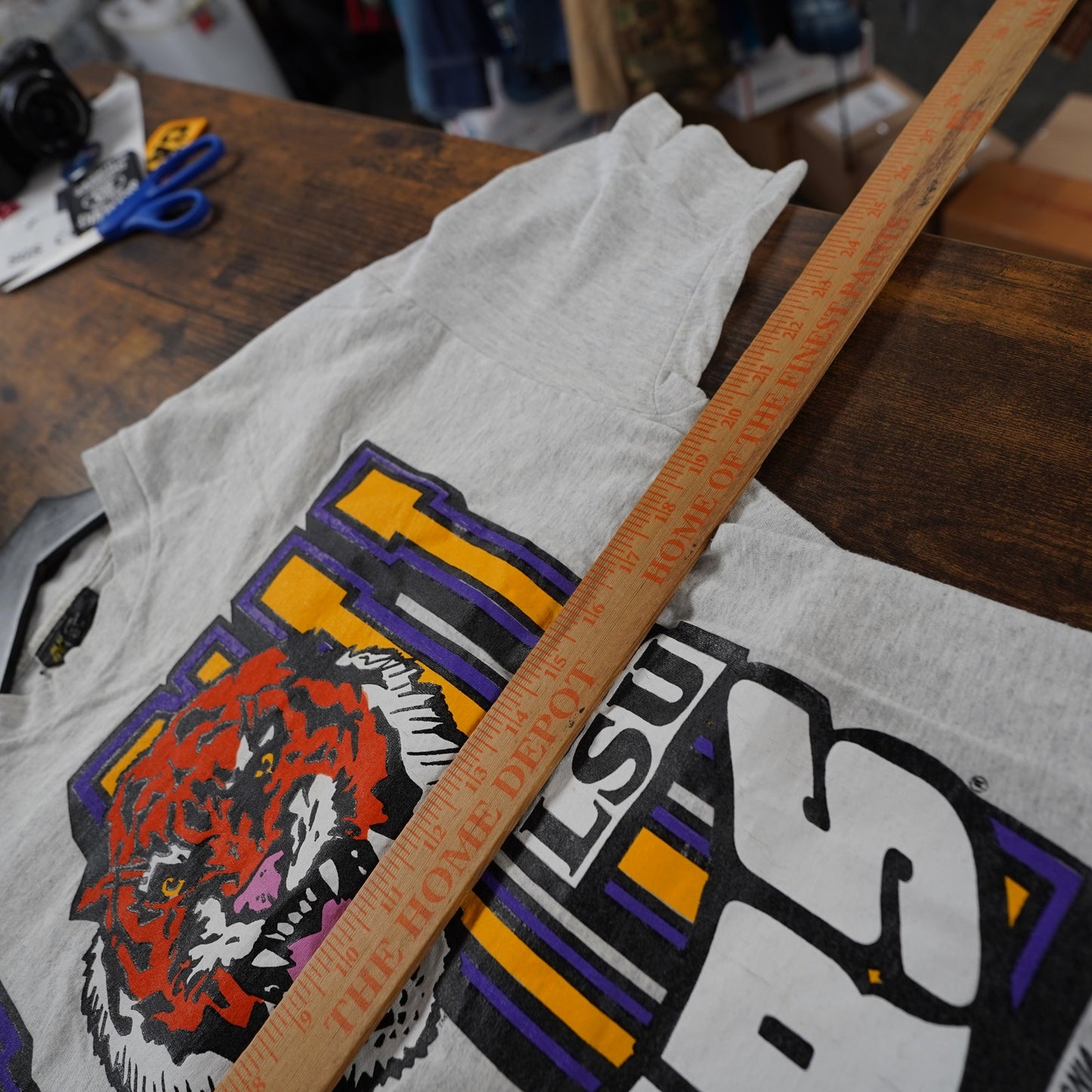 (L) Vintage LSU Tigers Single Stitch 90s T-Shirt Men's L Gray Big Logo
