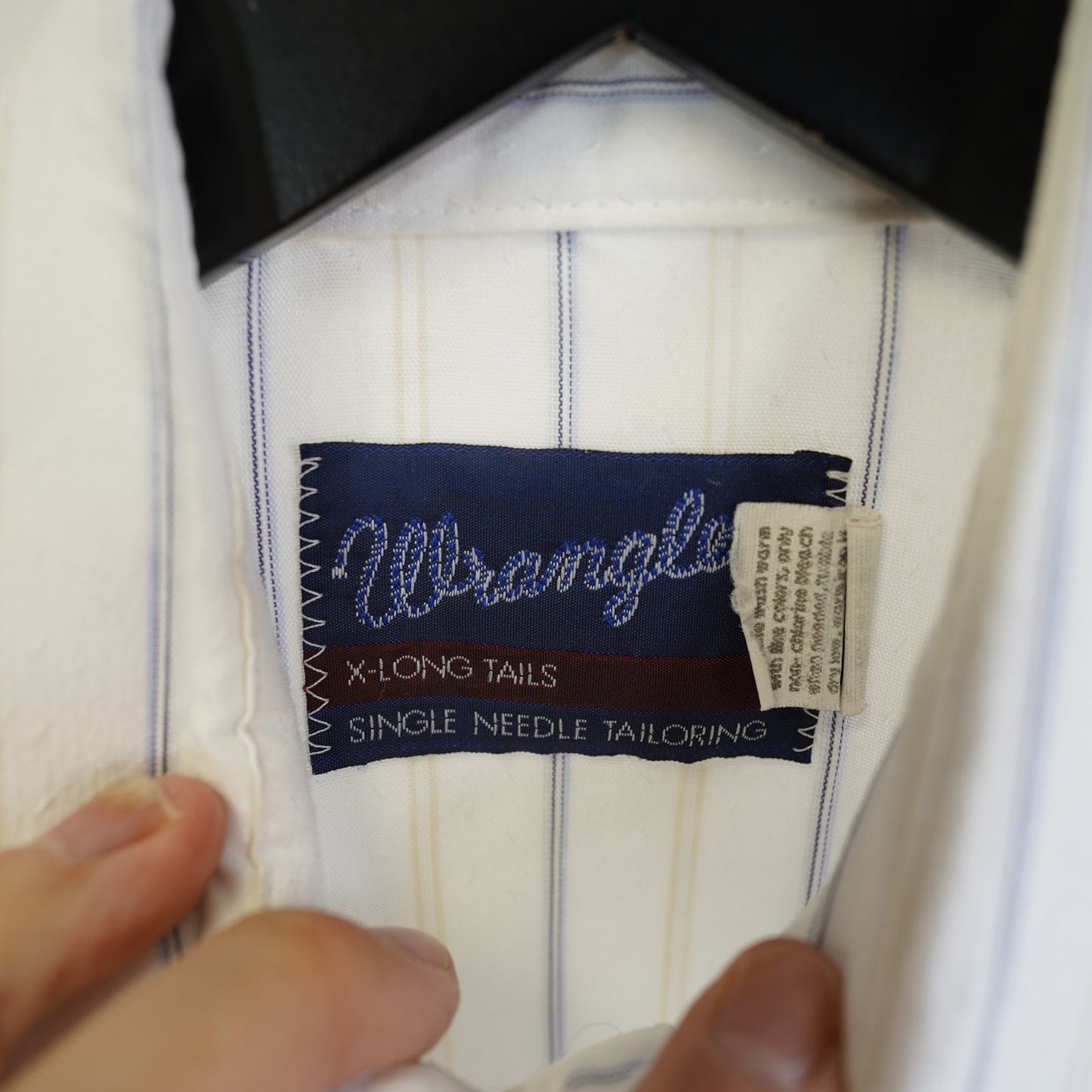 (XL) Vintage Wrangler Western Pearl Snap Button Up Striped Men's XL White X-Long Tail