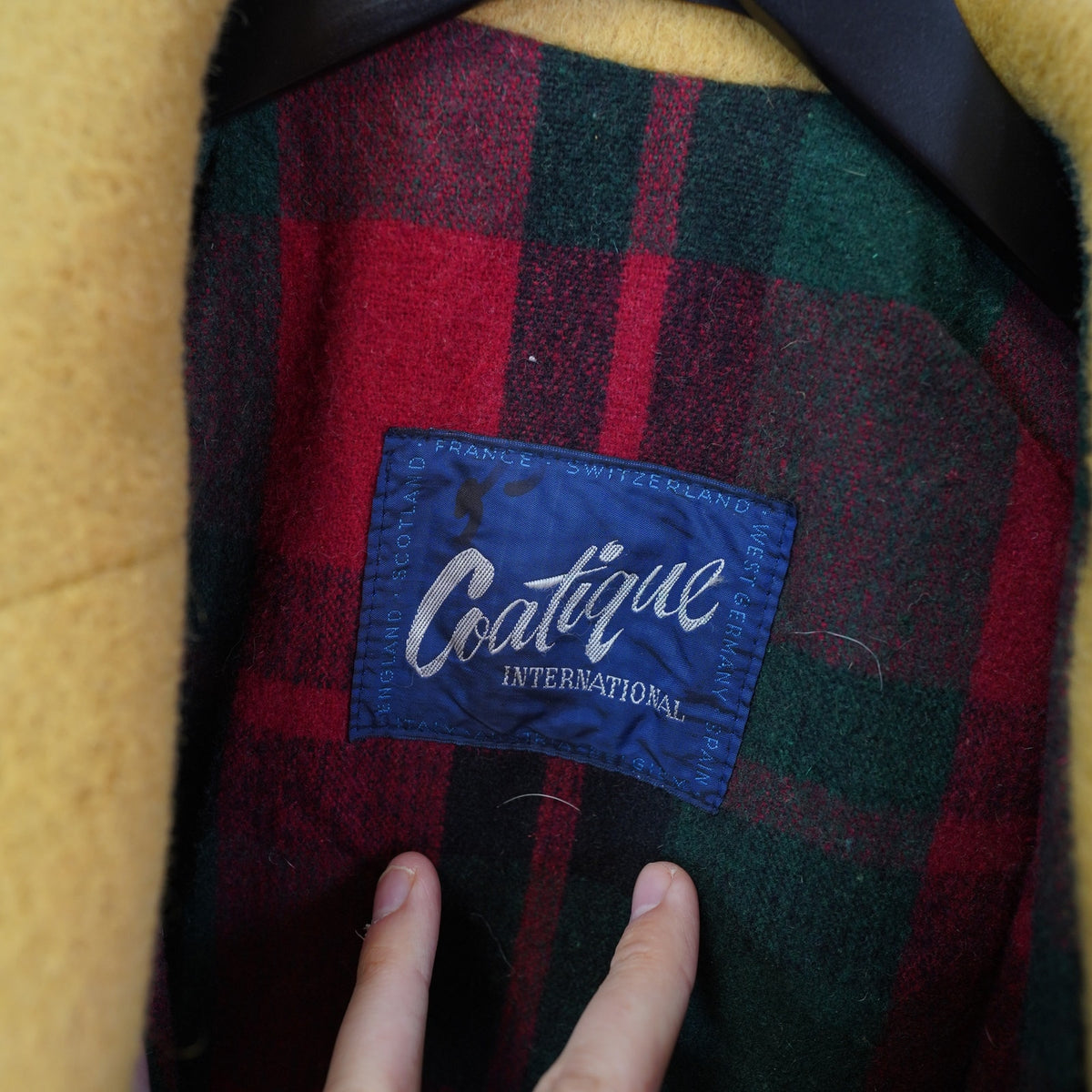 (Women's M) True Vintage Coatique International Yellow Wool Plaid Lined Coat Women's M