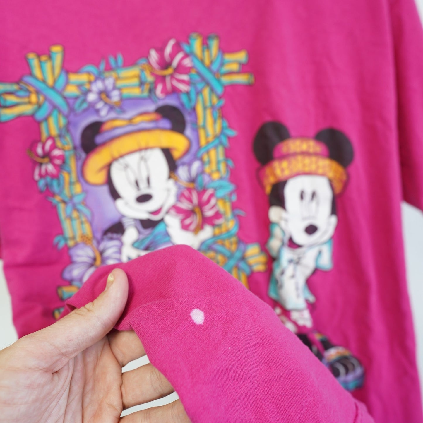 (L) Vintage Mickey & Minnie Mouse 90s Tropical T-Shirt Unisex L Jerry Leigh Pink