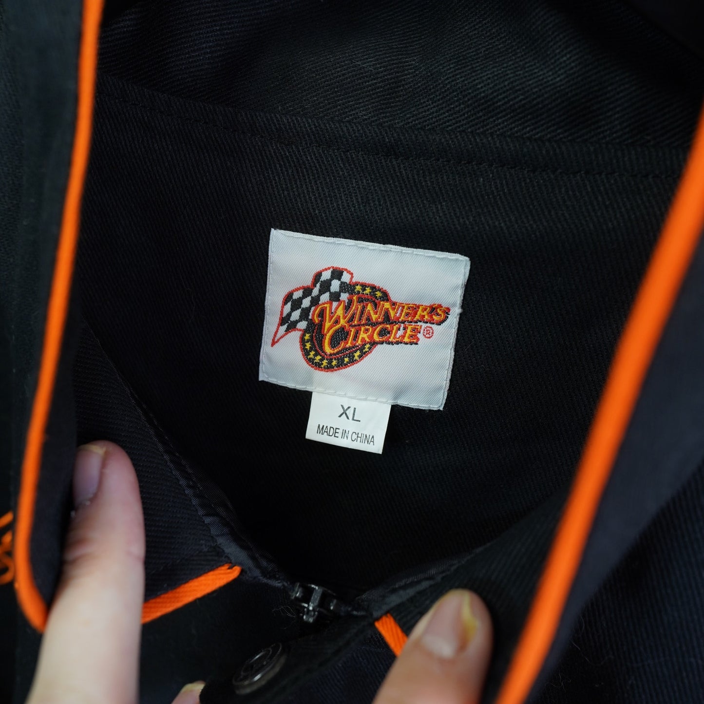 (XL) Vintage Tony Stewart Nascar Racing Jacket Men's XL Black Orange Winners Circle