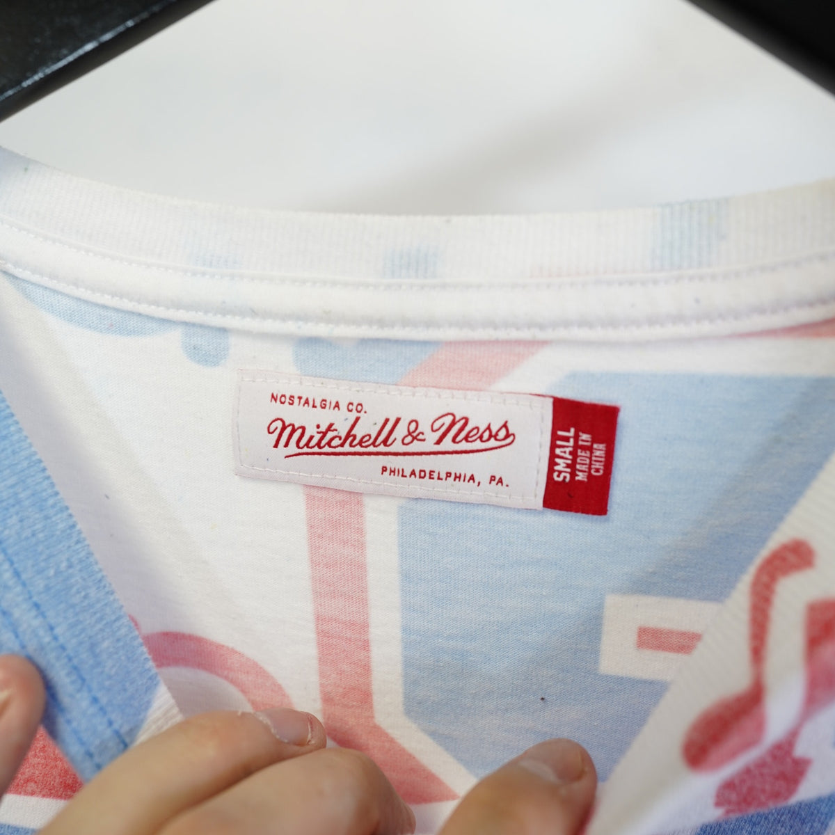 (S) Houston Oilers All Over Print Mitchell & Ness Retro T-Shirt Men's S White Blue