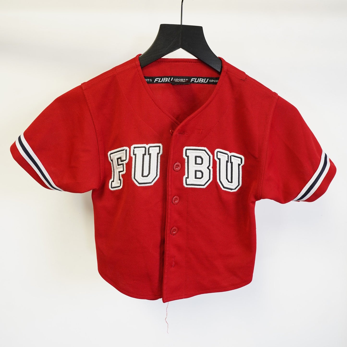 (Kids 4) Vintage Kids Fubu Stitched Baseball Jersey Boys S Size 4 Y2K 2000s Hip Hop Red