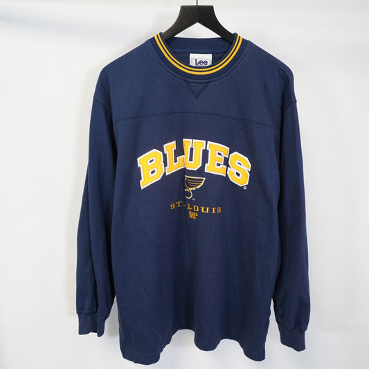 (L) Vintage St. Louis Blue Embroidered Lee Sweatshirt Men's L Blue Yellow Hockey NHL